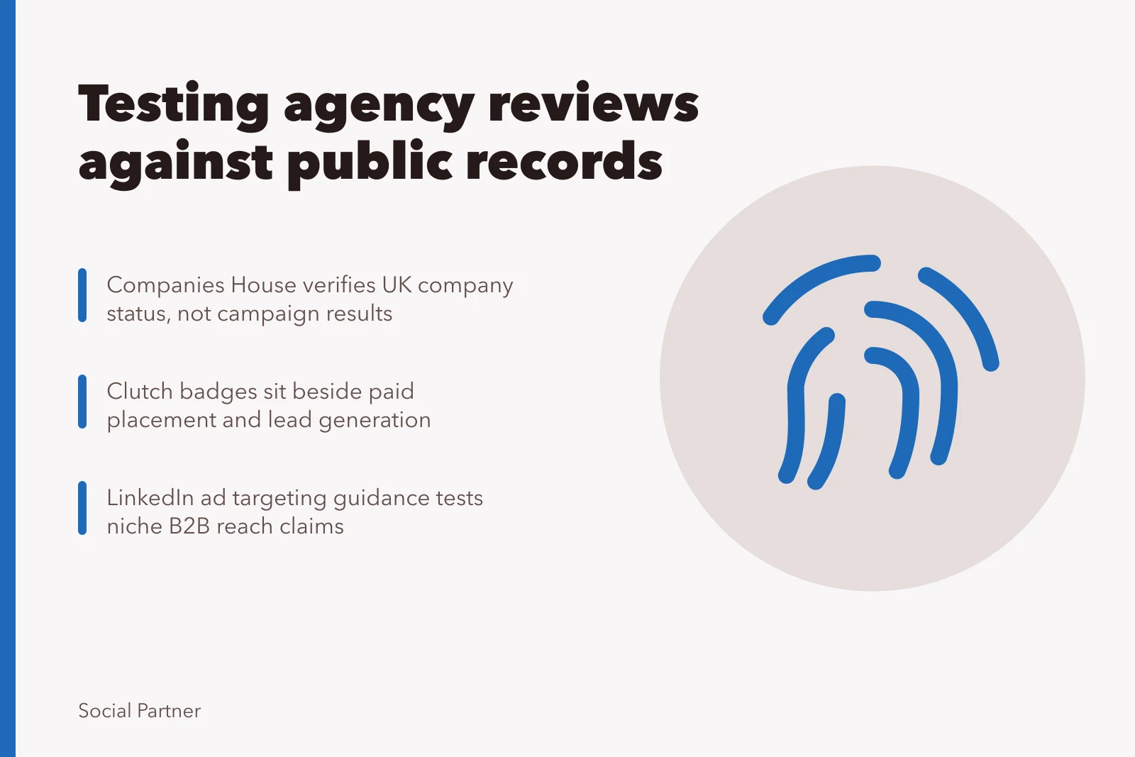 Card on checking social media agency claims against public records
