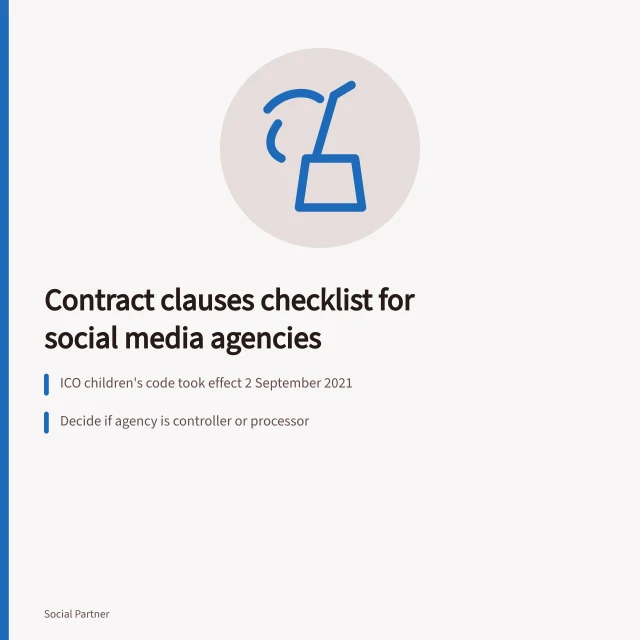Checklist card for social media agency contract clauses on data and IP. Why social media agencies commercial contracts need a clauses checklist