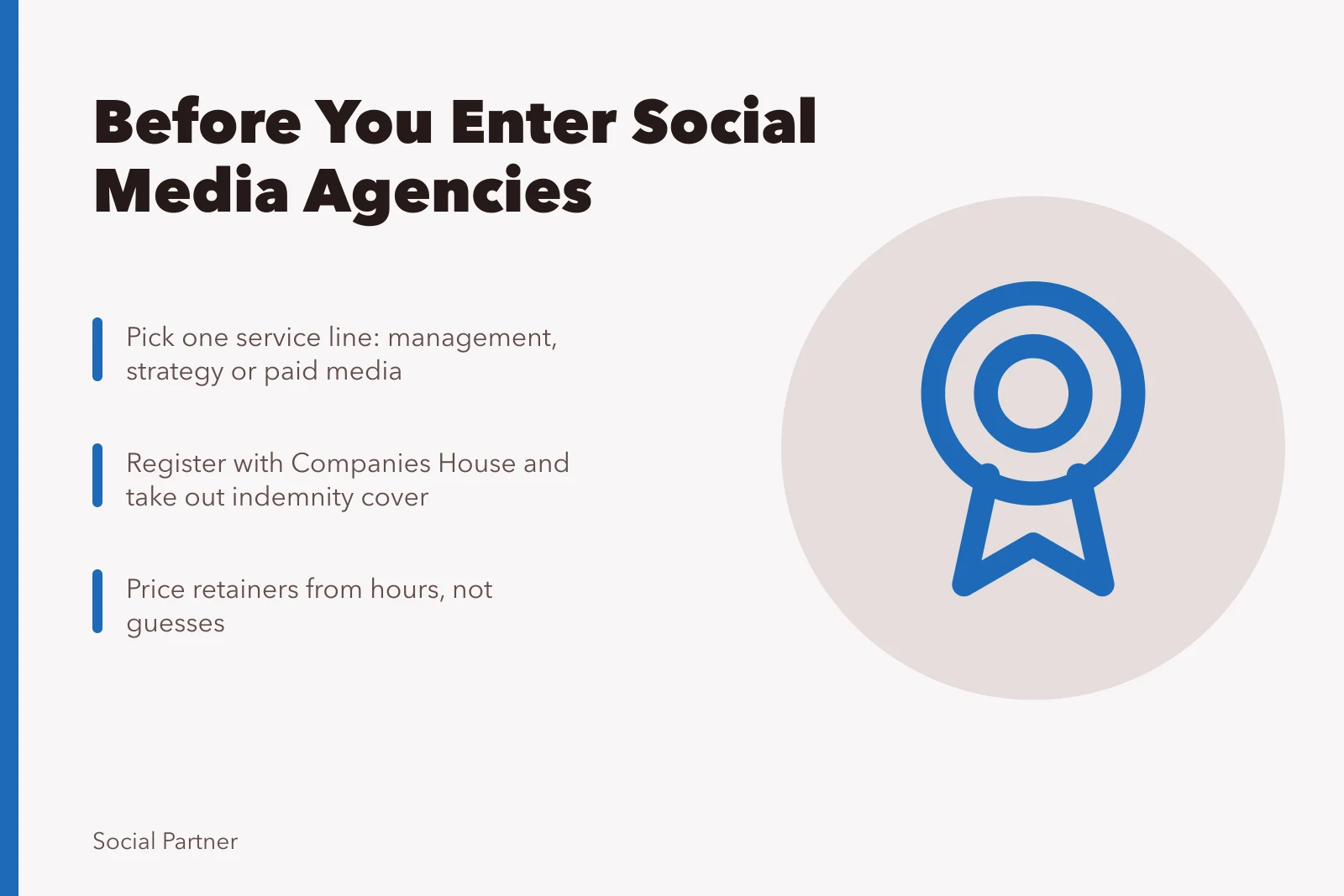 Checklist card for entering the social media agency market