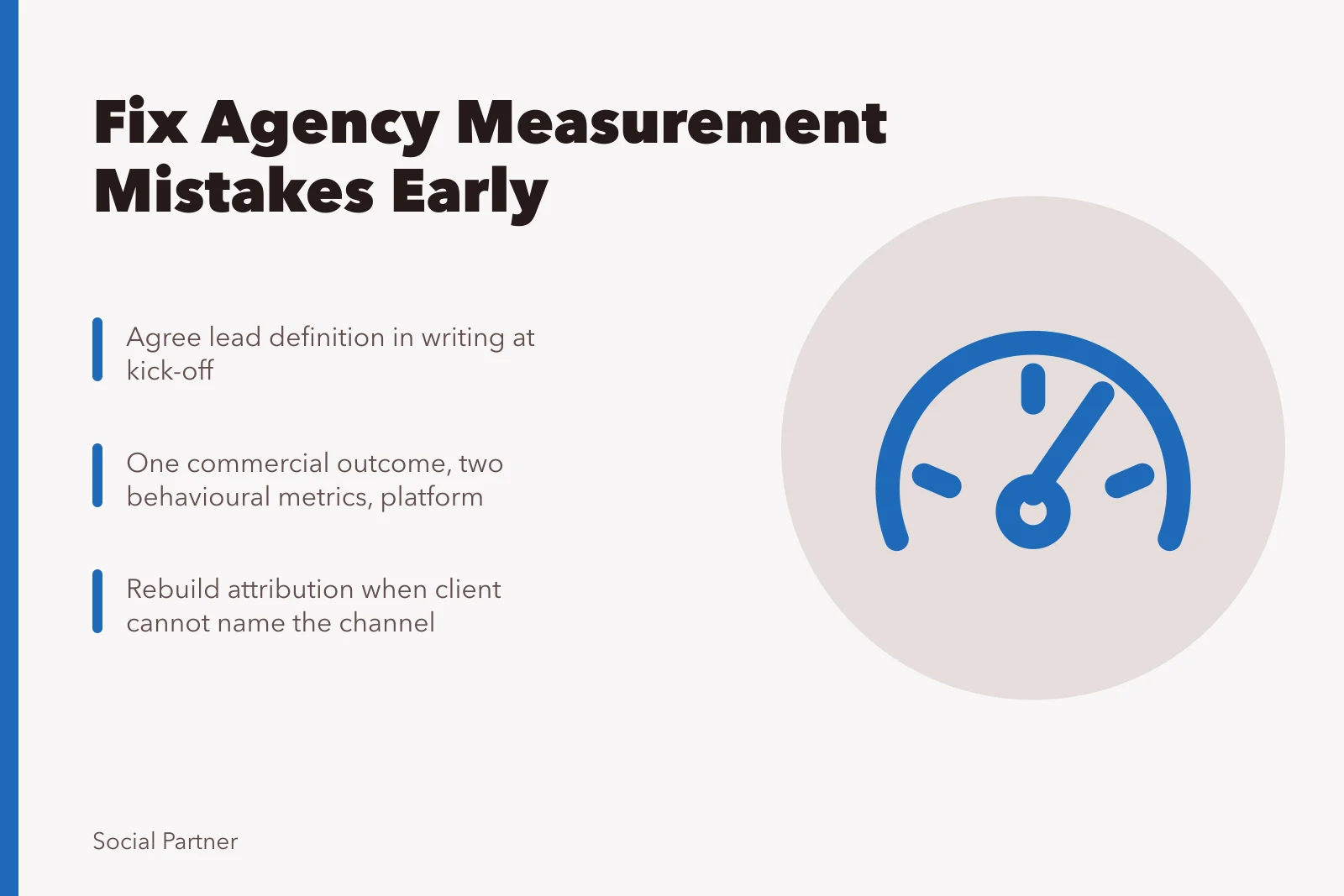 Card on fixing social media agency measurement mistakes before client reports