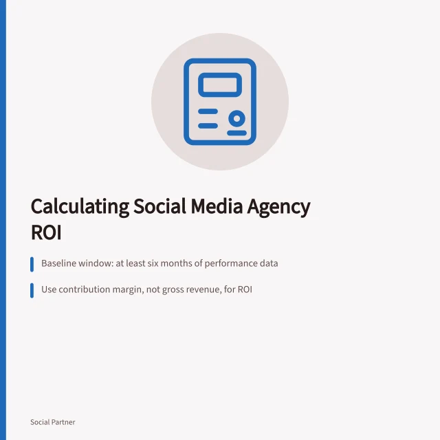 Card explaining how to calculate social media agency ROI. How to calculate social media agency ROI