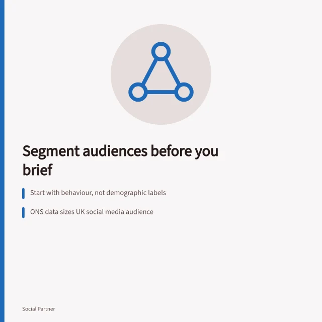 Card outlining audience segmentation steps for social media agencies. Before you build audience segments for social media agencies