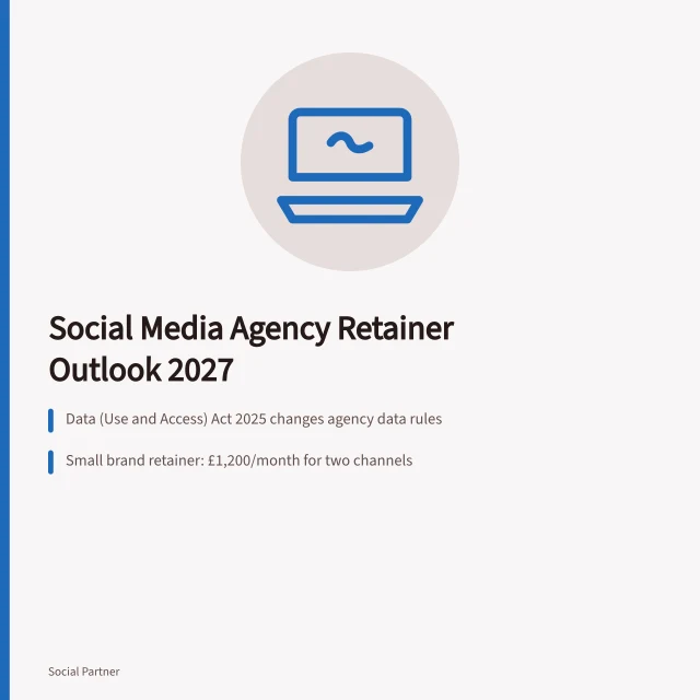 Card showing social media agency retainer outlook for 2027. How to review social media agencies before renewing a retainer